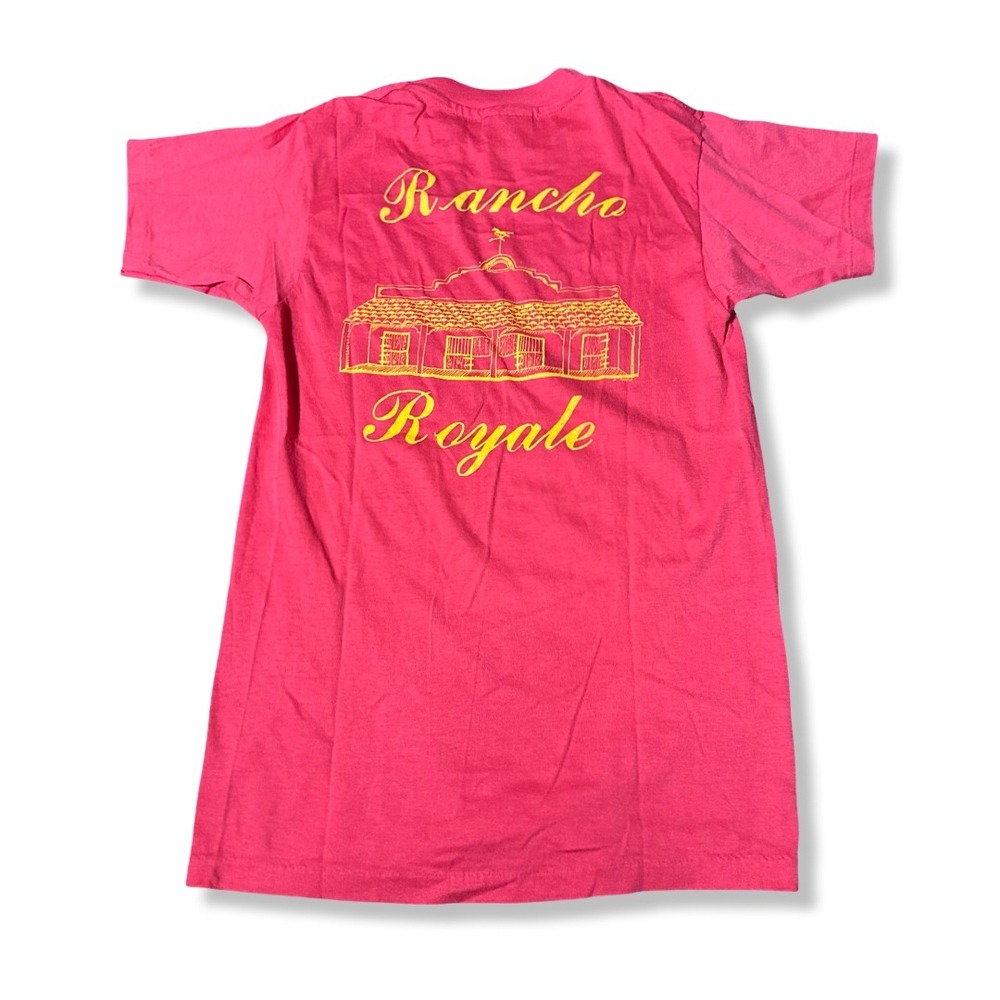 Vintage 80s Rancho Royale Graphic T-Shirt Mens Small Red Excellent Western Tee